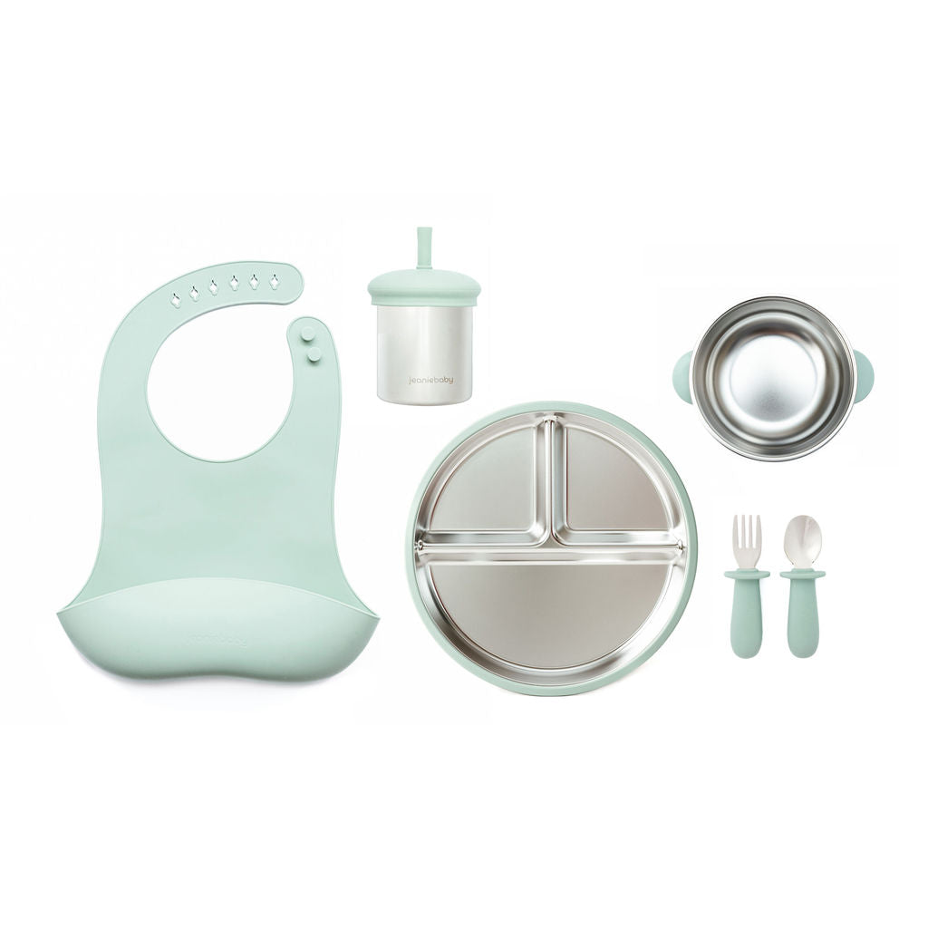 Complete feeding bundle  (Bowl + Plate + Cup + Cutlery Set + Bib)